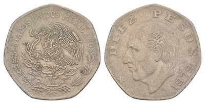 Мексика 10 песо 1979 KM 477.2 медно-никель 4653-1024