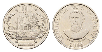 Парагвай 100 гуарани 2006 KM 177b никель сталь UNC 4614-623