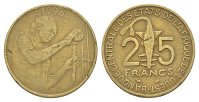 Западная Африка (BCEAO) 25 франков 1996 KM 9 алюминиевая бронза 4175-1252