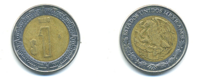 Мексика 1 песо 1998 KM 603 биметалл 176-1236