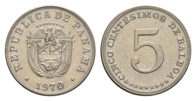 Панама 5 сентесимо 1970 KM 23.2 медно-никель aUNC 4643-1245