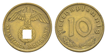 Германия 10 рейхспфеннигов 1938 A KM 92, J. 364 алюминиевая бронза 4549-1116