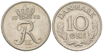 Дания 10 эре 1972 Фредерик IX (1947-1972) KM 849 медно-никель 4618-242