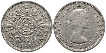 Великобритания 2 шиллинга (флорин) 1966 Елизавета II (1952-2022) KM 906, Spink 4146 медно-никель 59-1821