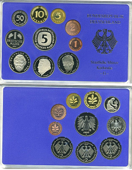 ФРГ государственный набор из 10 монет 1997 G    PROOF  3-5-3-32