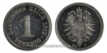 Германия 1 пфенниг 1917 E KM 24, J. 300, Weege 2 алюминий PROOF 00-815-43