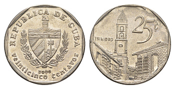 Куба 25 сентаво 2000 площадь в Тринидаде KM 577.2 сталь плакированная никелем aUNC 4637-1114