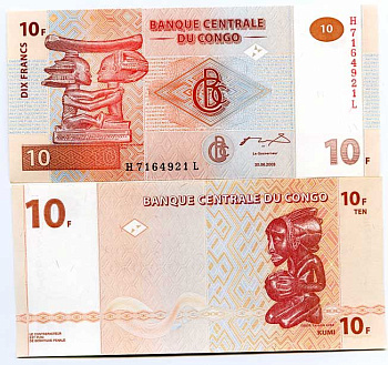 ДР Конго 10 франков 2003 древние фигурки Pick 93 бумага UNC (пресс) 448-65-2