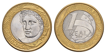 Бразилия 1 реал 2009 KM 652a биметалл 4648-1221