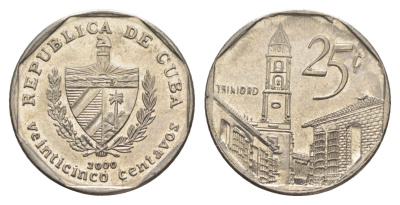 Куба 25 сентаво 2000 площадь в Тринидаде KM 577.2 сталь плакированная никелем aUNC 4637-1114