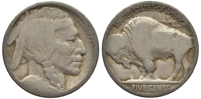 США 5 ЦЕНТОВ ND ИНДЕЕЦ, БИЗОН KM 134 медно-никель 27-726