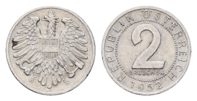 Австрия 2 гроша 1952 KM 2876 алюминий 4669-659