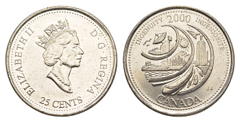 Канада 25 центов 2000 Миллениум - Изобретательность KM 380 сталь плакированная никелем aUNC 4637-934