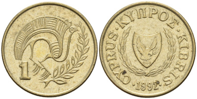 Кипр 1 цент 1992 KM 53.3 никель латунь 4174-1143