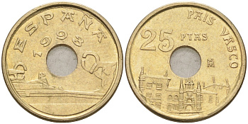 Испания 25 песет 1993 страна Басков KM 920 никель бронза 4582-634