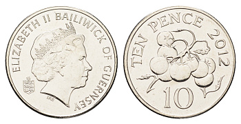 Гернси 10 пенсов 2012 год-тип, помидоры KM 149a сталь плакированная никелем UNC 4660-856
