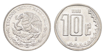 Мексика 10 сентаво 1998 KM 547 нержавеющая сталь UNC 4664-756
