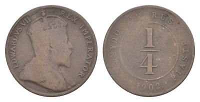 Кипр 1/4 пиастра 1902 Эдуард VII (1901-1910) KM 8 бронза 4127-1112