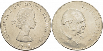 Великобритания 1 крона (5 шиллингов) 1965 Уинстон Черчилль, Елизавета II (1952-2022) KM 910, Spink 4144 медно-никель UNC 118-311