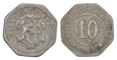 Херсфельд 10 пфеннигов 1918 Funck 211.7, Men05 11478.8, Men18 14380.8 железо 4448-727