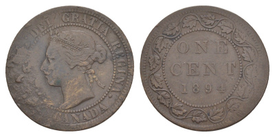 Канада 1 цент 1894 Виктория (1837-1901) KM 7 бронза 4637-756