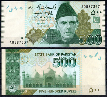Пакистан 500 рупий 2009 Pick 49 Aa бумага UNC (пресс) 7202-14-1