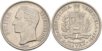 Венесуэла 1 боливар 1967 Симон Боливар KM 42 никель 4589-114