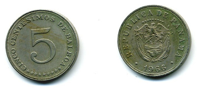 Панама 5 сентесимо 1966 KM 23.2 медно-никель 29-1214