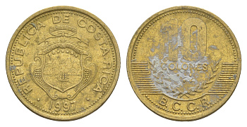 Коста-Рика 10 колонов 1997 KM 228a алюминиевая бронза 4646-251