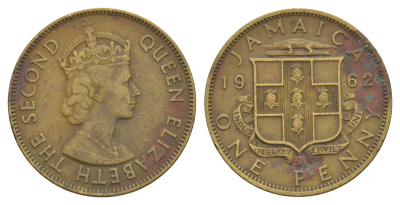 Ямайка 1 пенни 1962 Елизавета II (1952-2022) KM 37 никель латунь 4626-824