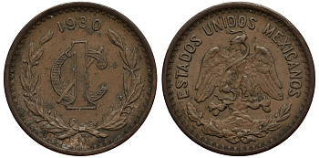 МЕКСИКА 1 СЕНТАВО 1930 KM 415 бронза F 4395-737