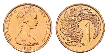 Новая Зеландия 1 цент 1969 тираж 50.000 экземпляров KM 31 бронза BU 4651-157