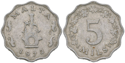 Мальта 5 милей 1972 KM 7 алюминий 183-1236