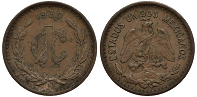 МЕКСИКА 1 СЕНТАВО 1930 KM 415 бронза F 4395-737