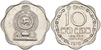 Цейлон 10 центов 1978 KM 140 a алюминий 4592-231