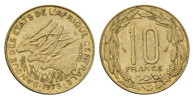 Центральная Африка (BEAC) 10 франков 1975 KM 9 медь алюминий никель 4678-1012