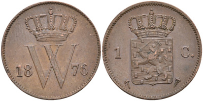 Нидерланды 1 цент 1876 Виллем III (1849-1890) KM 100 медь 4575-933