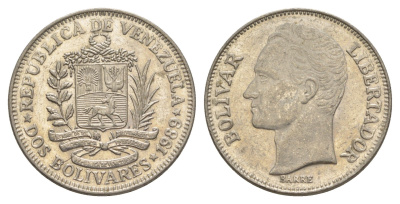 Венесуэла 2 боливара 1989 Симон Боливар Y 43a сталь плакированная никелем 4590-543