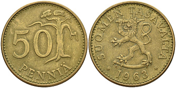 Финляндия 50 пенни 1963 KM 48 алюминиевая бронза 4150-1012