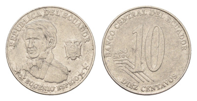 Эквадор 10 сентаво 2000 KM 106 нержавеющая сталь 4181-1236