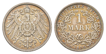 Германия 1 марка 1899 D, Вильгельм II (1888-1918) KM 14, J. 17 серебро 4626-142