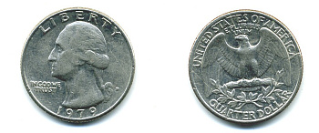 США 25 ЦЕНТОВ = КВОТЕР 1979 ВАШИНГТОН KM А164а медь плакированная медно-никелем 37-1121