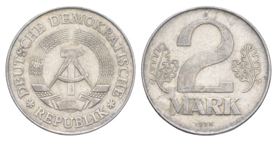 ГДР 2 марки 1975 A KM 48 алюминий 4648-1036