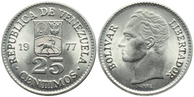 Венесуэла 25 сентимо 1977 Симон Боливар KM 50.2 никель 4392-955