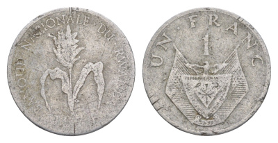 Руанда 1 франк 1977 KM 12 алюминий 4647-1168