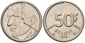 Бельгия 50 франков 1987 BELGIE, Бодуэн I (1951-1993) KM 169 никель 4561-1124