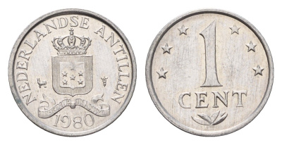 Нидерландские Антильские острова (Нидерландские Антилы) 1 цент 1980 KM 8a алюминий UNC 4674-852