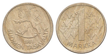 Финляндия 1 марка 1981 KM 49a медно-никель 4648-546