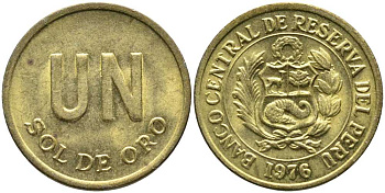 ПЕРУ 1 СОЛЬ 1976 KM 266.1 латунь 110-811