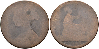 Великобритания 1 пенни 1865 Виктория (1837-1901) KM 749.2, Spink 3954 бронза 4117-712